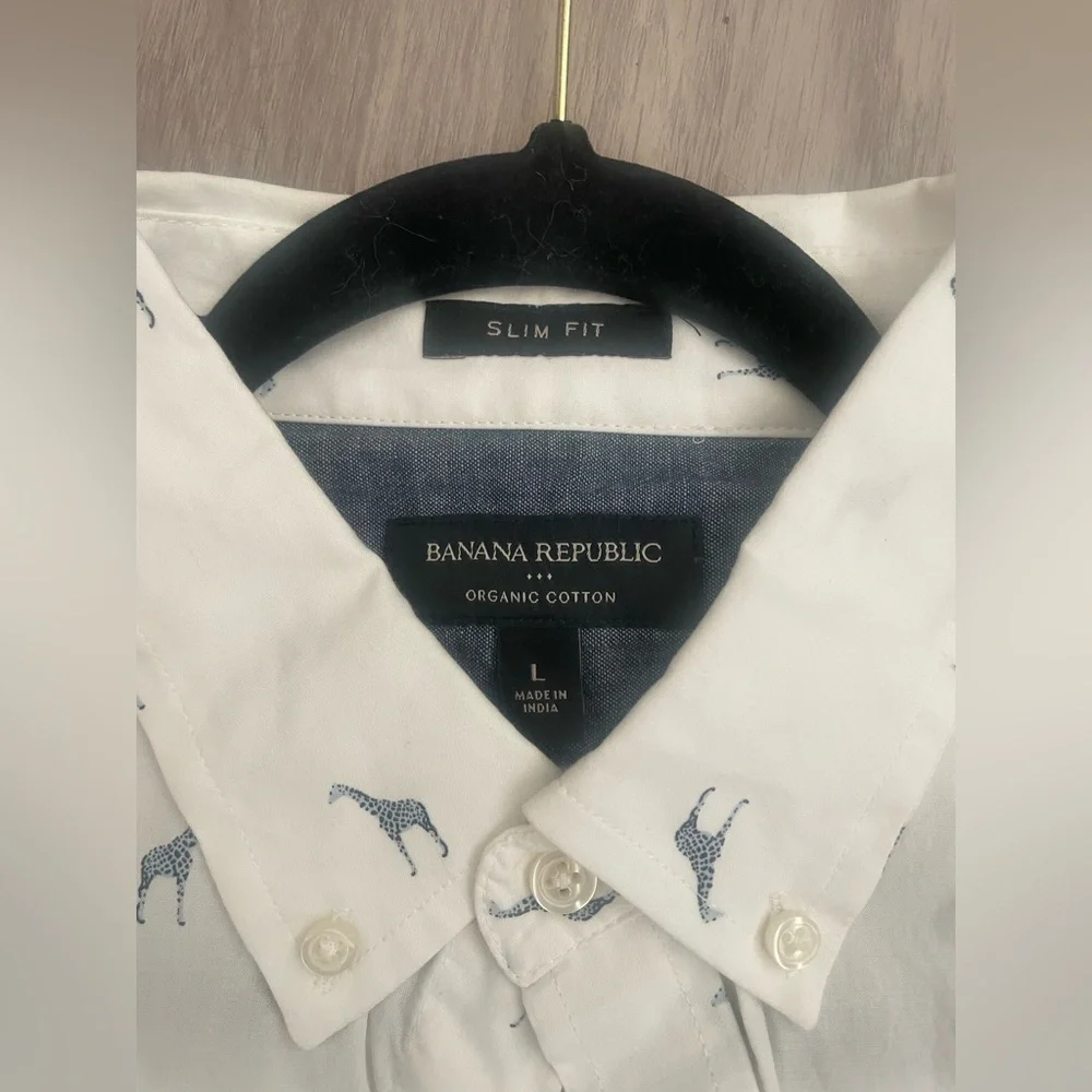Banana Republic White Shirt with Blue Pattern